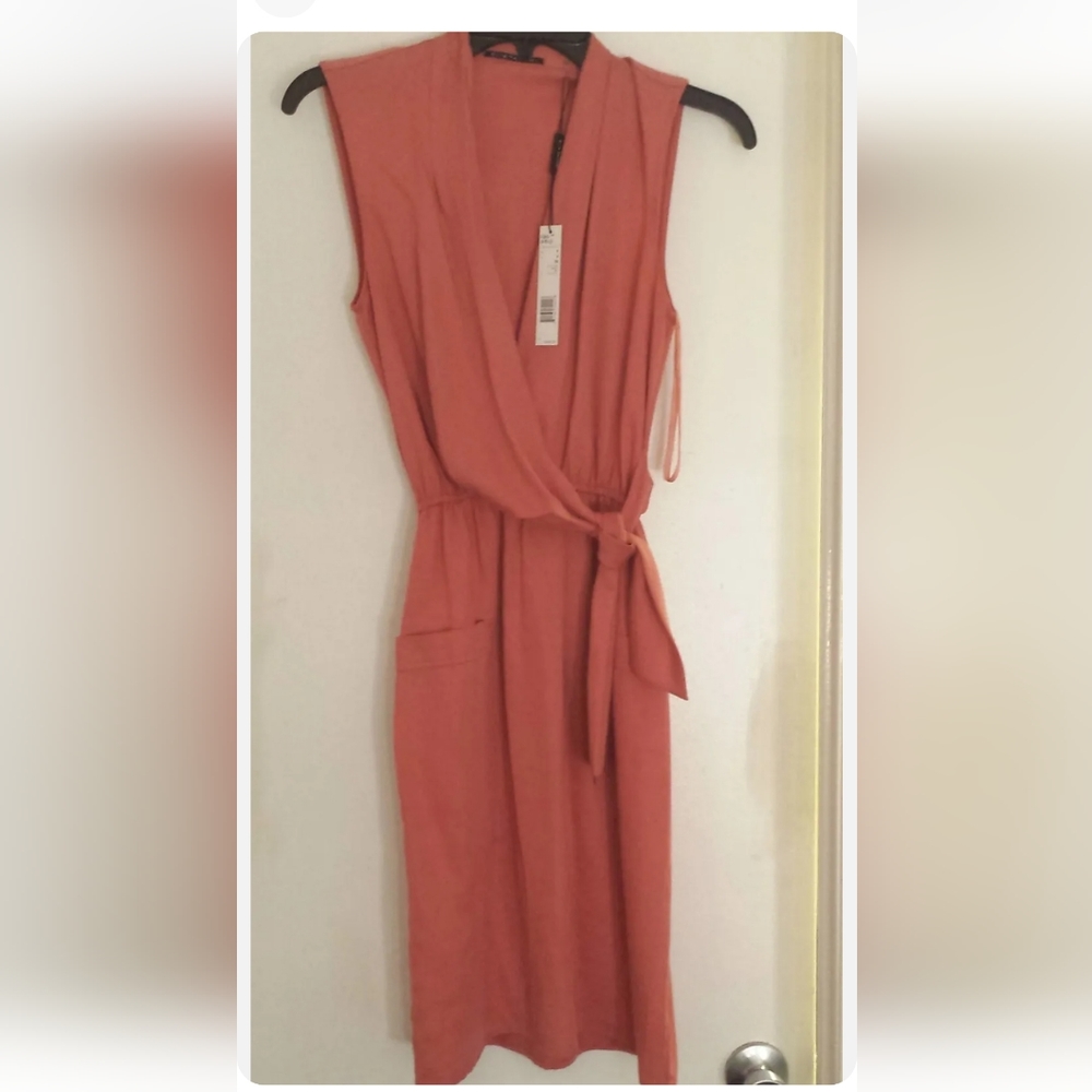 Elie Tahari Faux Wrap Dress Island Coral/Pink Sz 0